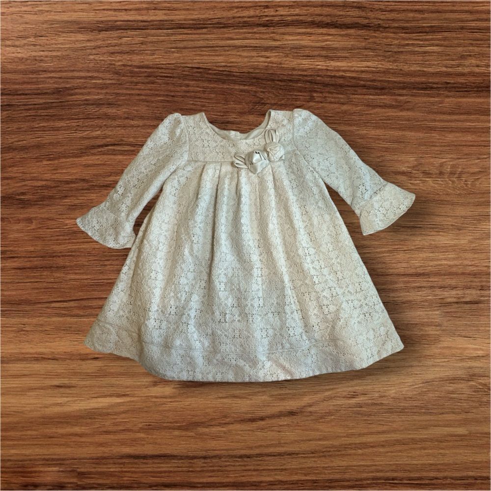 Vintage Laura Ashley London Girl’s 6X Dress Lace Overlay Flower Girl Ivory